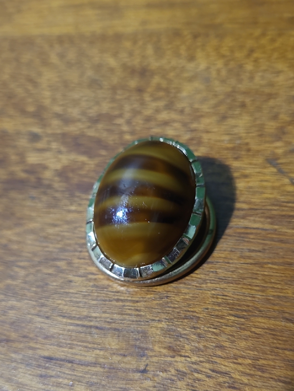 Vintage Oval Banded Agate Scarf Clip